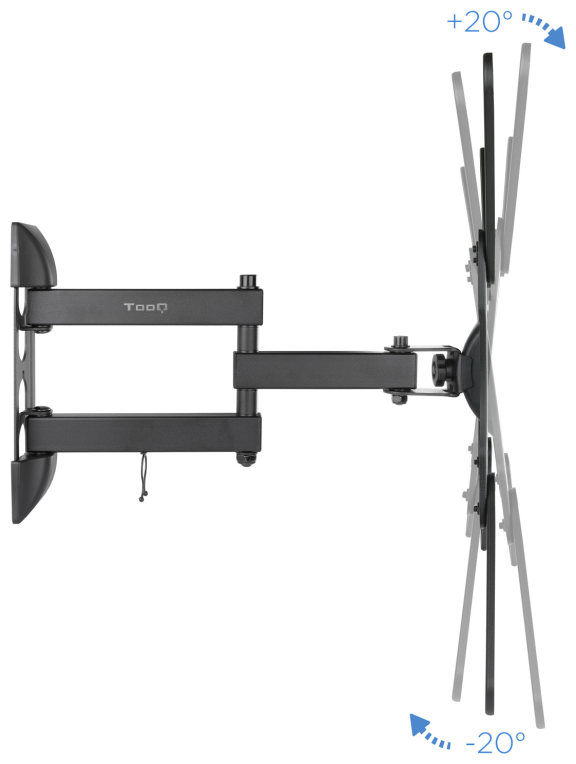 TooQ Soporte Giratorio e Inclinable para Monitor / TV LCD, Plasma de 23”- 55”, con Tres Pivotes, Negro