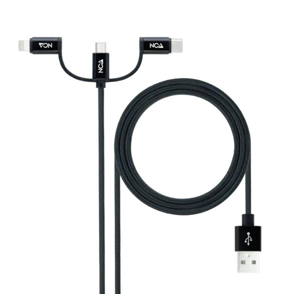 CABLE USB TIPO A A MICRO USB/USB TIPO C/LIGHTNING NANOCABLE 1M/ MACHO-MACHO/ NEGRO
