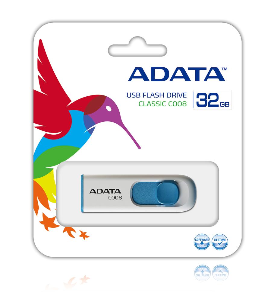 MEMORIA USB 2.0 ADATA C008 32GB BLANCO/AZUL