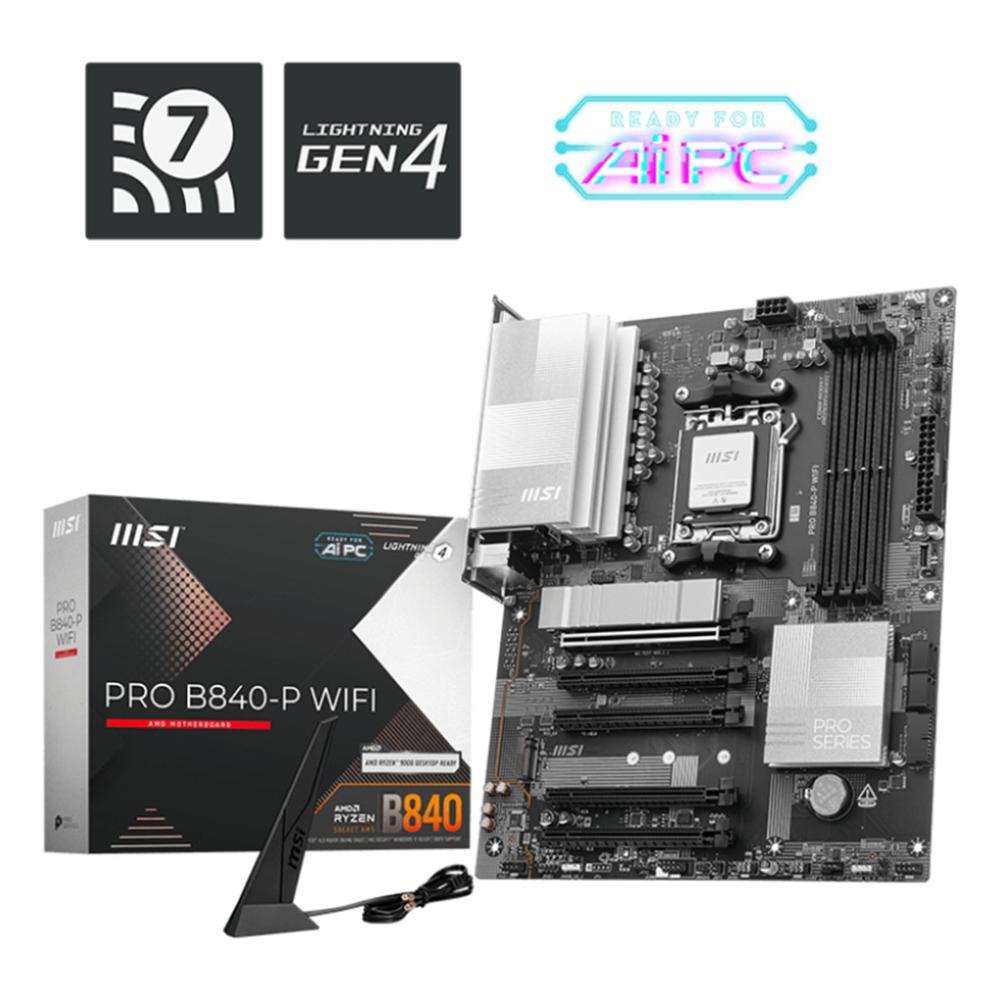 PLACA BASE MSI PRO B840-P AM5 WIFI ATX/ 4X DDR5/ 3X USB 3.2/ 1X USB TIPO C