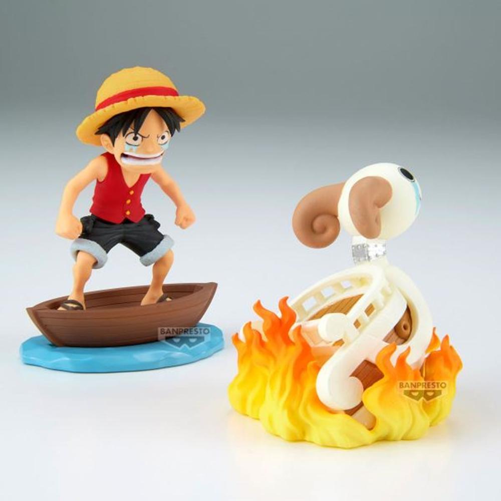 FIGURA BANPRESTO ONE PIECE WORLD COLLECTABLE FIGURE LOG STORIES MONKEY.D.LUFFY & GOING MERRY 8CM