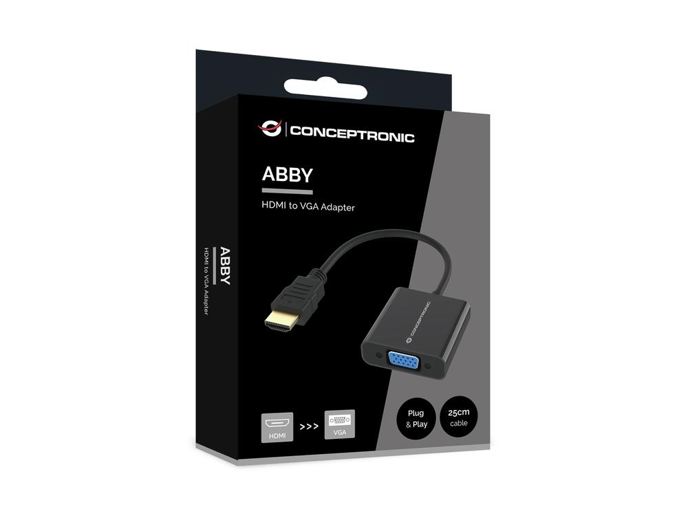 ADAPTADOR HDMI A VGA CONCEPTRONIC 0.25M/ MACHO-HEMBRA/ NEGRO