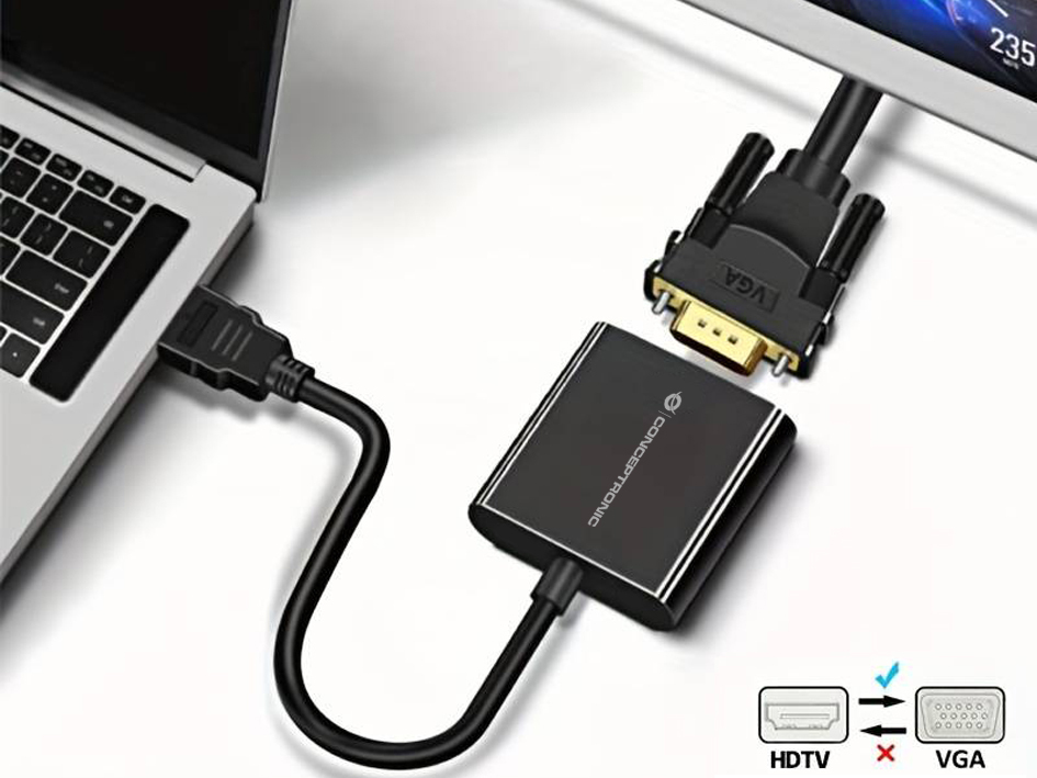 ADAPTADOR HDMI A VGA CONCEPTRONIC 0.25M/ MACHO-HEMBRA/ NEGRO
