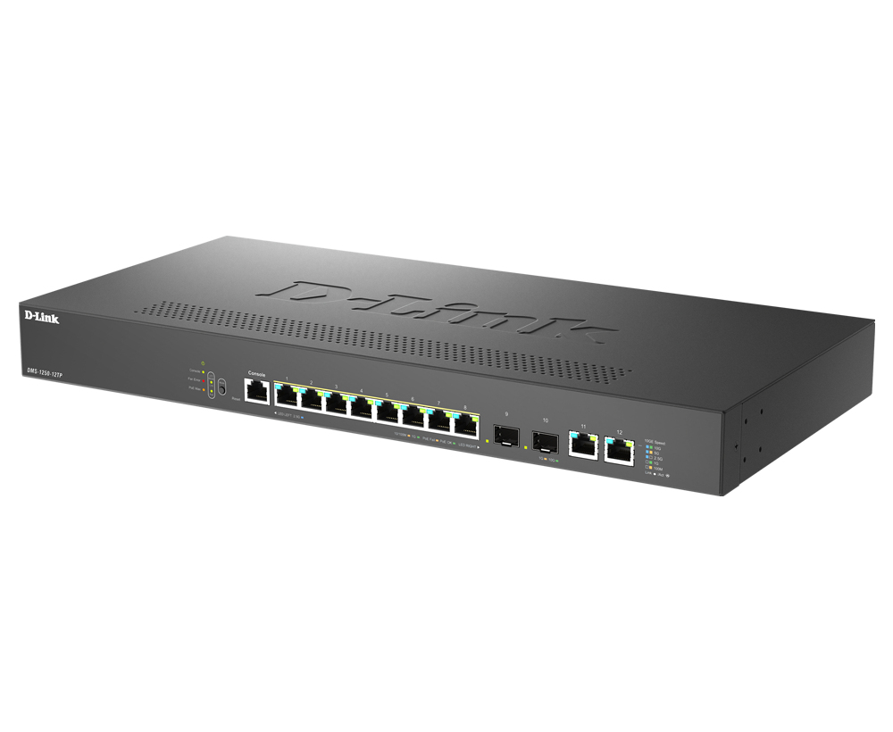SWITCH GESTIONABLE D-LINK DMS-1250-12TP 8X MULTIGIGABIT 2.5G POE+ 2 x 10G + 2 x 10G SFP+ 240W