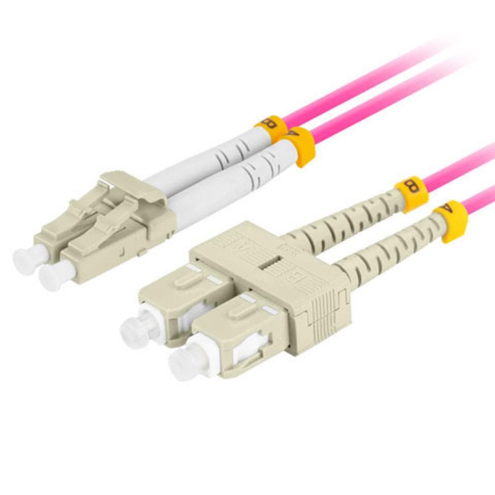 CABLE DE FIBRA OPTICA LANBERG MULTI LC/ UPC- SC/ UPC DUPLEX LSZH OM4 50/125 3.0 / 1M