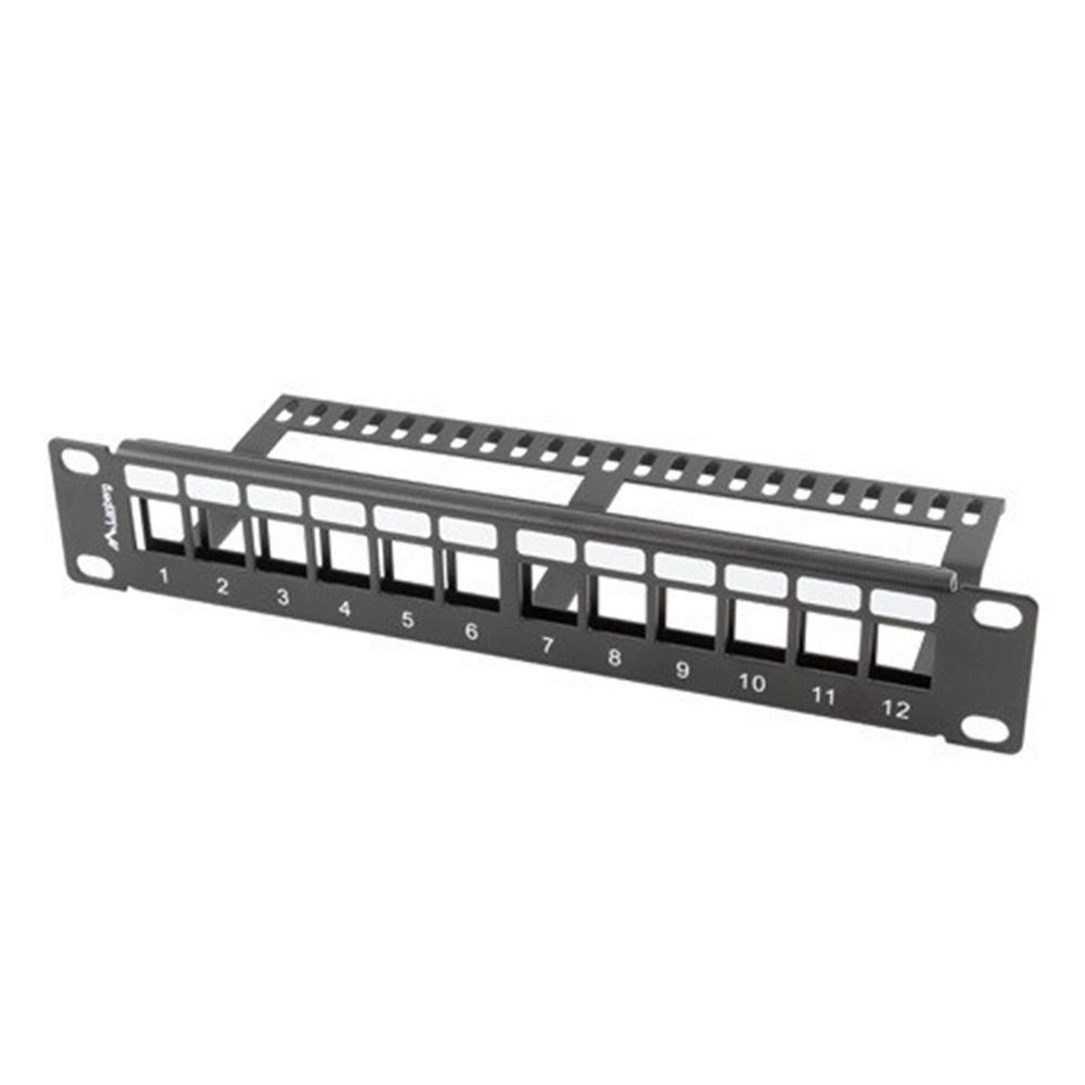 PATCH PANEL LANBERG 12 PUERTOS 1U ORGANIZADOR MODULOS KEYSTONE NEGRO