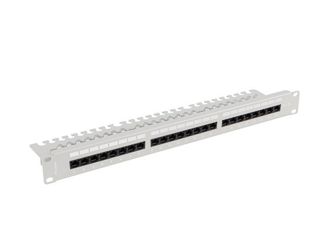PATCH PANEL LANBERG 24 PUERTOS 1U 19" CAT.6A UTP CON ORGANIZADOR CABLES GRIS