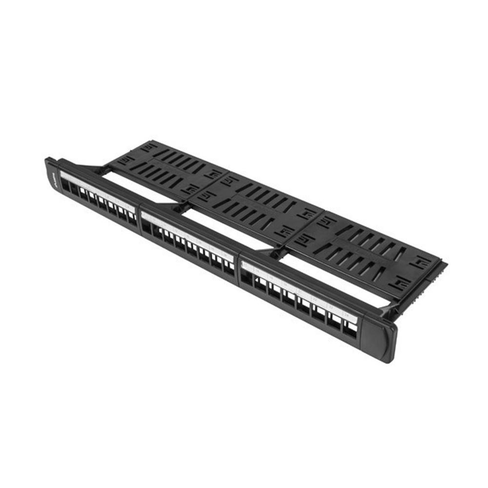 PATCH PANEL LANBERG 24 PUERTOS 1U RACK 19" ORGANIZADOR MODULOS KEYSTONE NEGRO