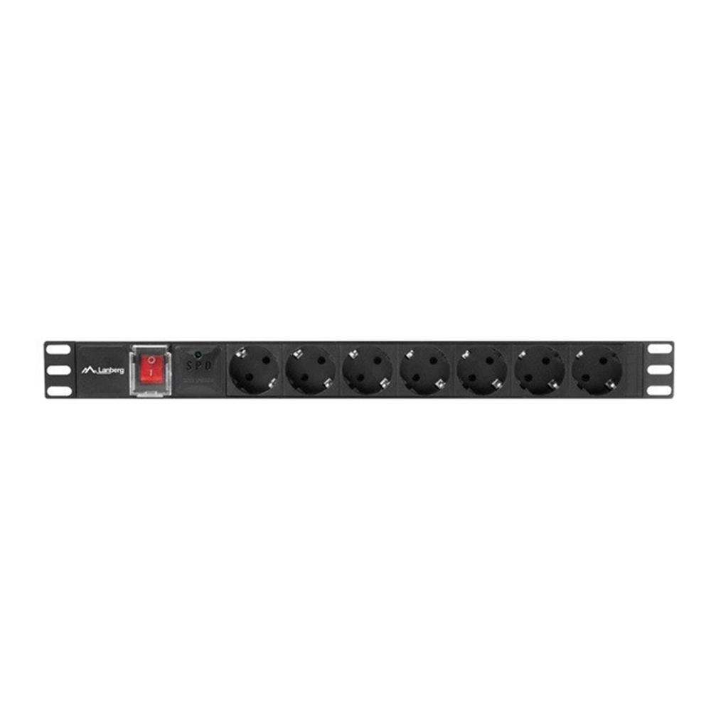 REGLETA LANBERG 1U 10A 7X SCHUKO RACK 19" 2M NEGRO C14