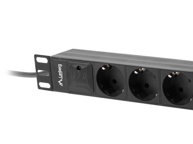 REGLETA LANBERG 1U 16A 3X SCHUKO RACK 10" 2M NEGRO