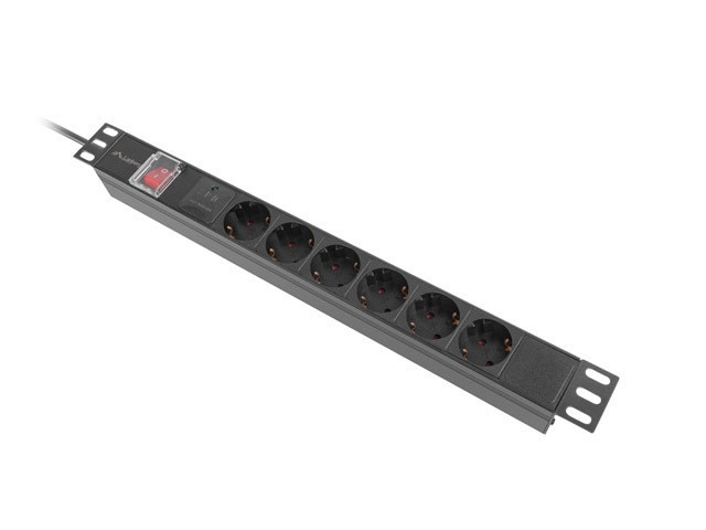 REGLETA LANBERG 1U 16A RACK 19" 6X SOCKET SCHUKO NEGRO 2M