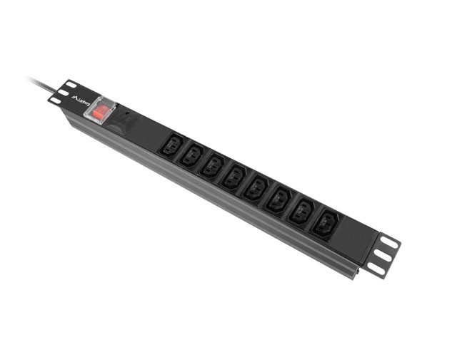 REGLETA LANBERG 1U 16A RACK 19" 8X SOCKET IEC C13 NEGRO 2M