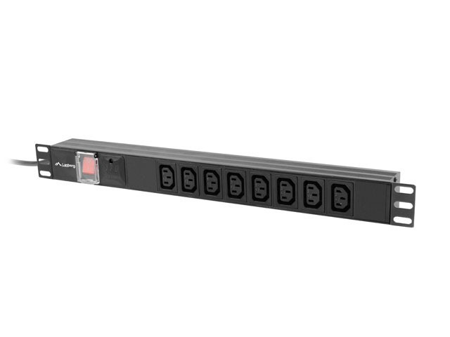 REGLETA LANBERG 1U 16A RACK 19" 8X SOCKET IEC C13 NEGRO 2M
