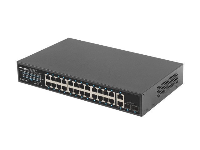SWITCH LANBERG 24 PUERTOS 1GB POE+/2X SFP 2X GBIT ETHERNET 360W RACK 19"