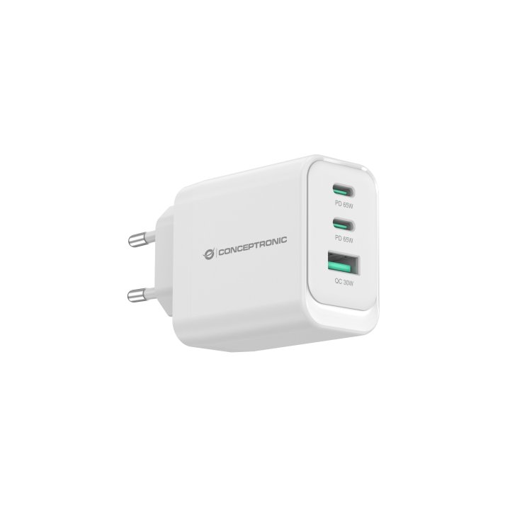 CARGADOR DE PARED CONCEPTRONIC ALTHEA21W65 65W 2X USB TIPO C 1X USB TIPO A BLANCO