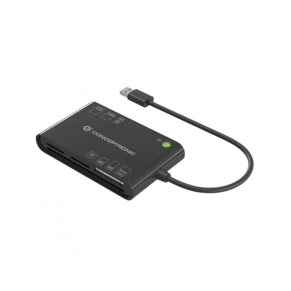 CARD READER EXTERNO CONCENTRONIC BIAN010B USB-C Y USB-A SD, SDHC, SDXC, Micro SD, MMC,MS, CF, XD