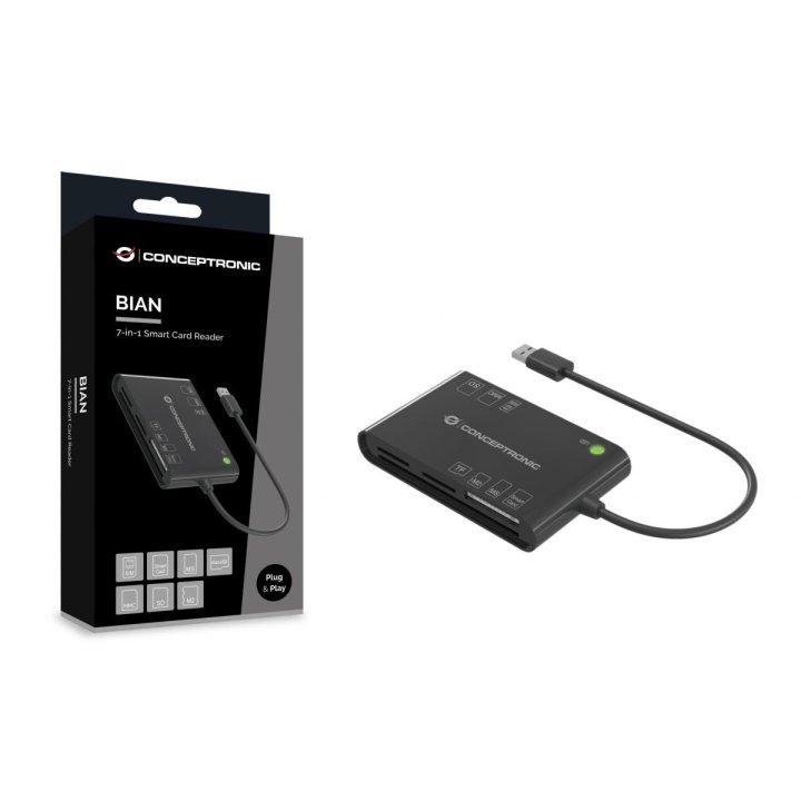 CARD READER EXTERNO CONCENTRONIC BIAN010B USB-C Y USB-A SD, SDHC, SDXC, Micro SD, MMC,MS, CF, XD
