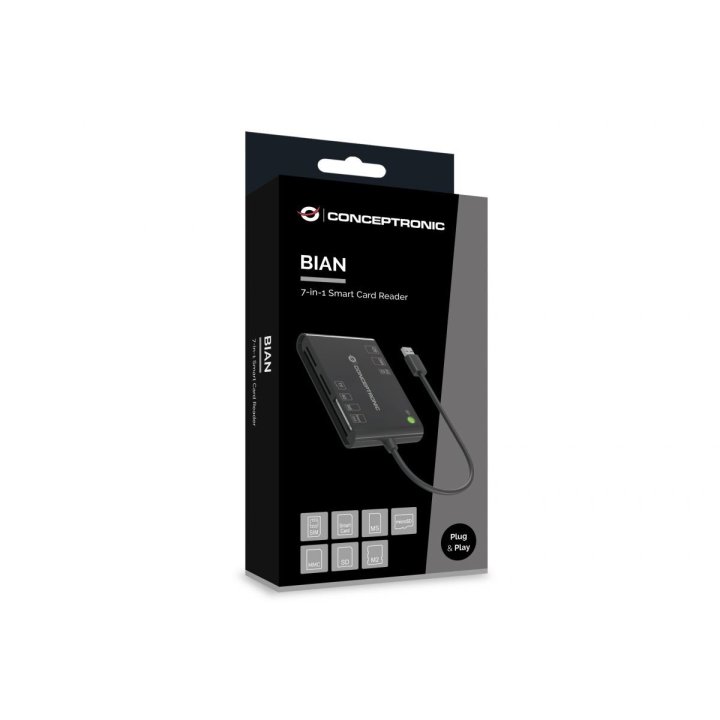 CARD READER EXTERNO CONCENTRONIC BIAN010B USB-C Y USB-A SD, SDHC, SDXC, Micro SD, MMC,MS, CF, XD