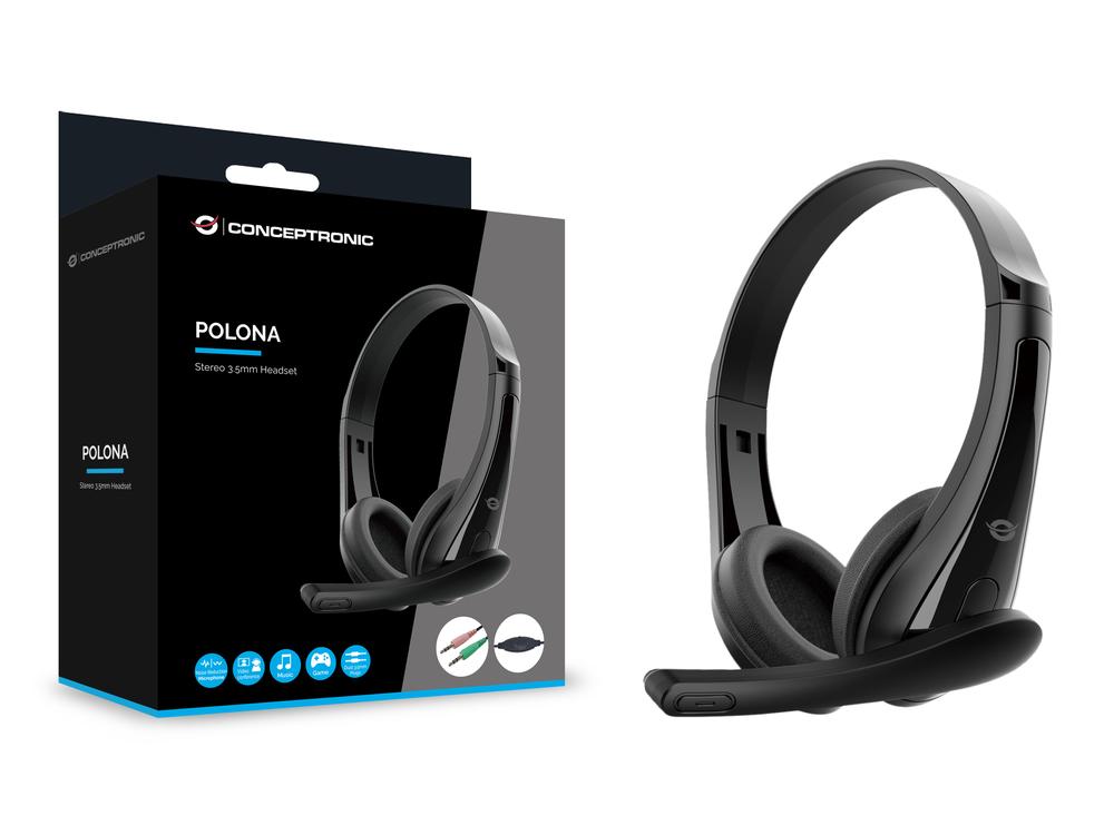 AURICULARES CONCEPTRONIC POLONA06B3T JACK 3.5MM 1.8M NEGRO