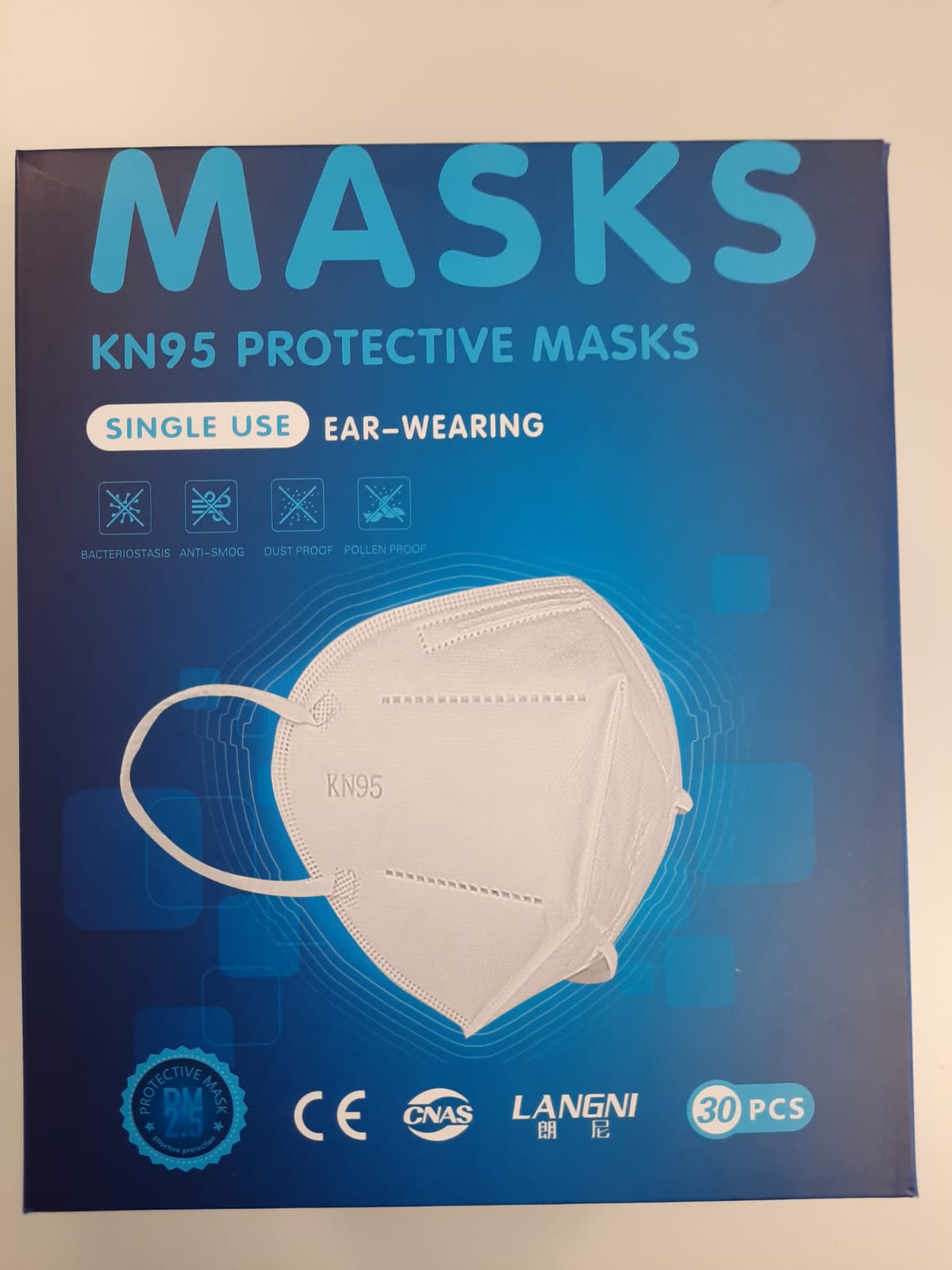 Mascarilla Higienica NR KN95 Langni Caja 30 Unidades Blister Individual