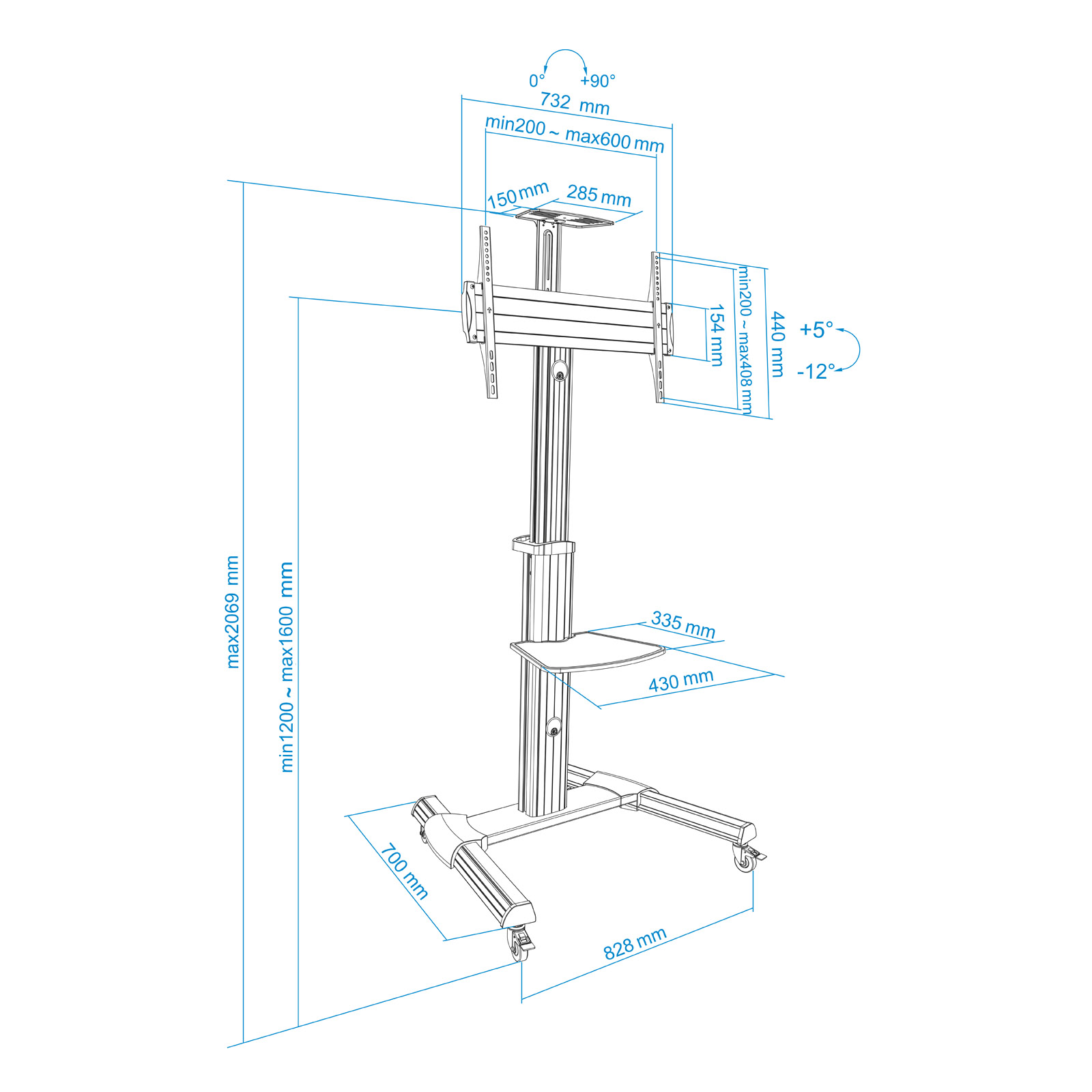 SOPORTE DE SUELO TOOQ PARA PANTALLA TV 37"-70" FS1870M-B