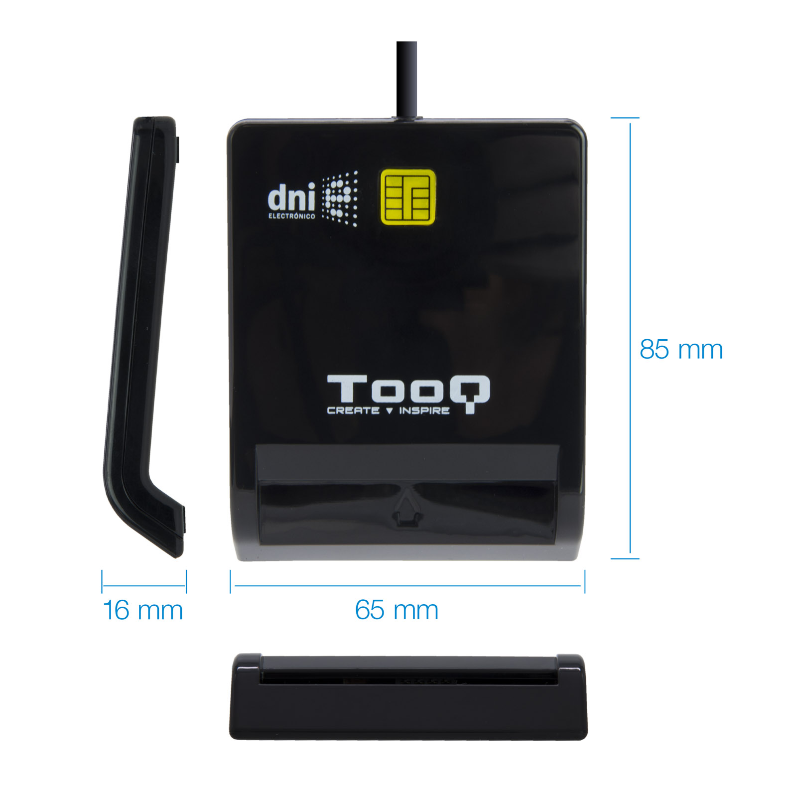 LECTOR DE TARJETAS DNI TOOQ TQR-210B USB 2.0 NEGRO
