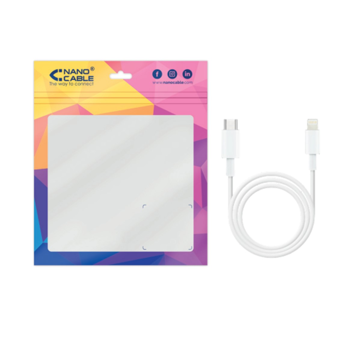 CABLE NANOCABLE LIGHTNING A USB TIPO C IPHONE IPAD IPOD BLANCO 1M