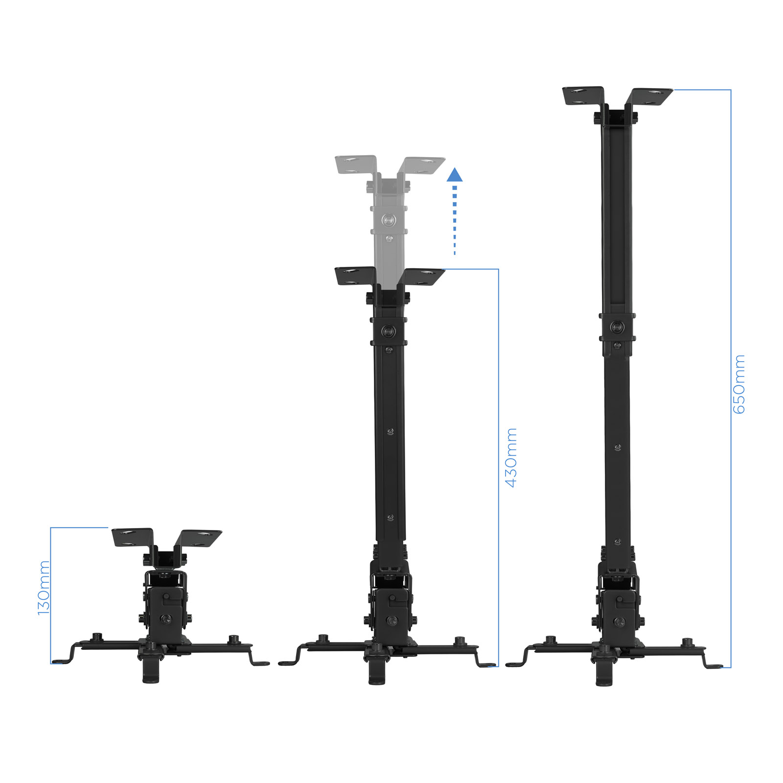 SOPORTE DE PROYECTOR DE TECHO TOOQ PJ2012T-B NEGRO DISTANCIA 130-650 mm.