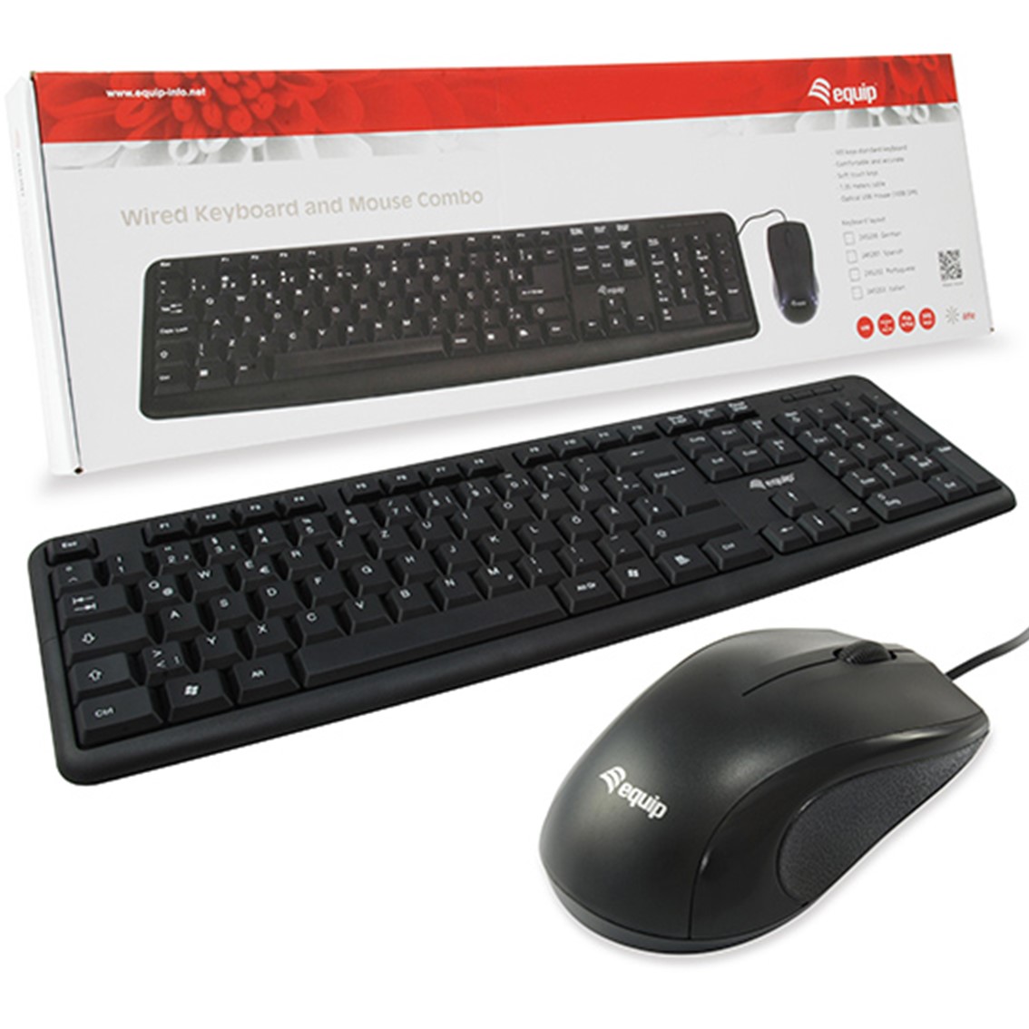 KIT TECLADO + MOUSE RATON USB EQUIP LIFE COLOR NEGRO