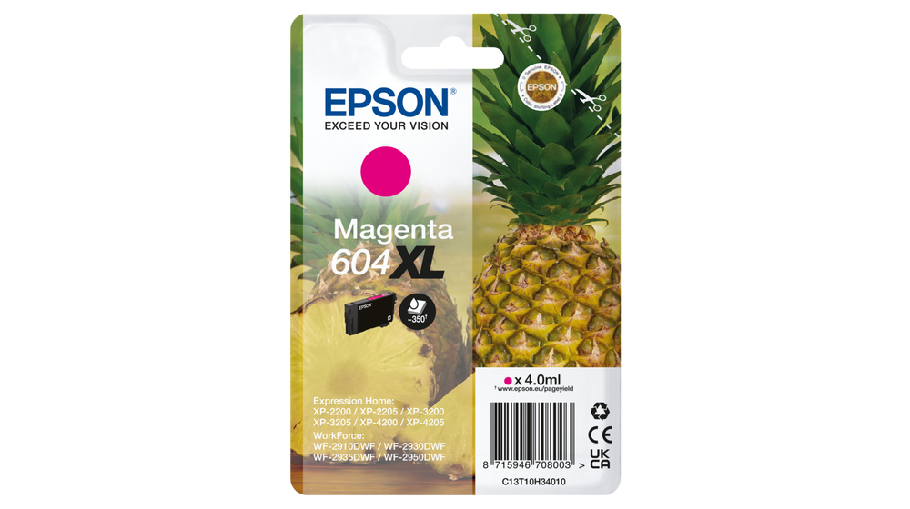 CARTUCHO EPSON 604XL MAGENTA C13T10H34010 XP2200 WF-2910 PIÑA