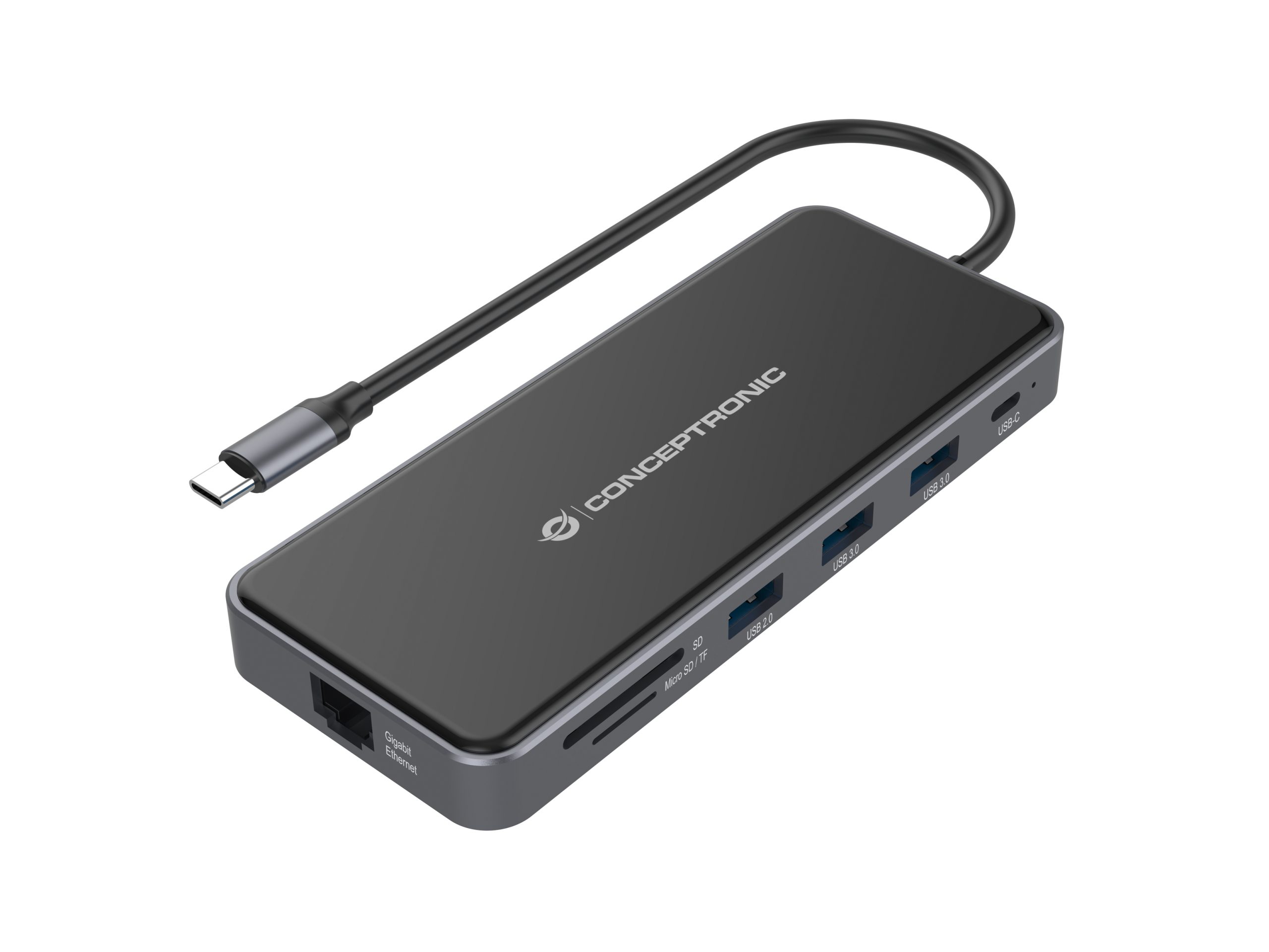 ADAPTADOR CONCEPTRONIC USB TIPO C A GIGABIT ETHERNET RJ45/ HDMI/ VGA/ CON HUB USB 3 PUERTOS/ USB TIPO C/ LECTOR DE TARJETAS