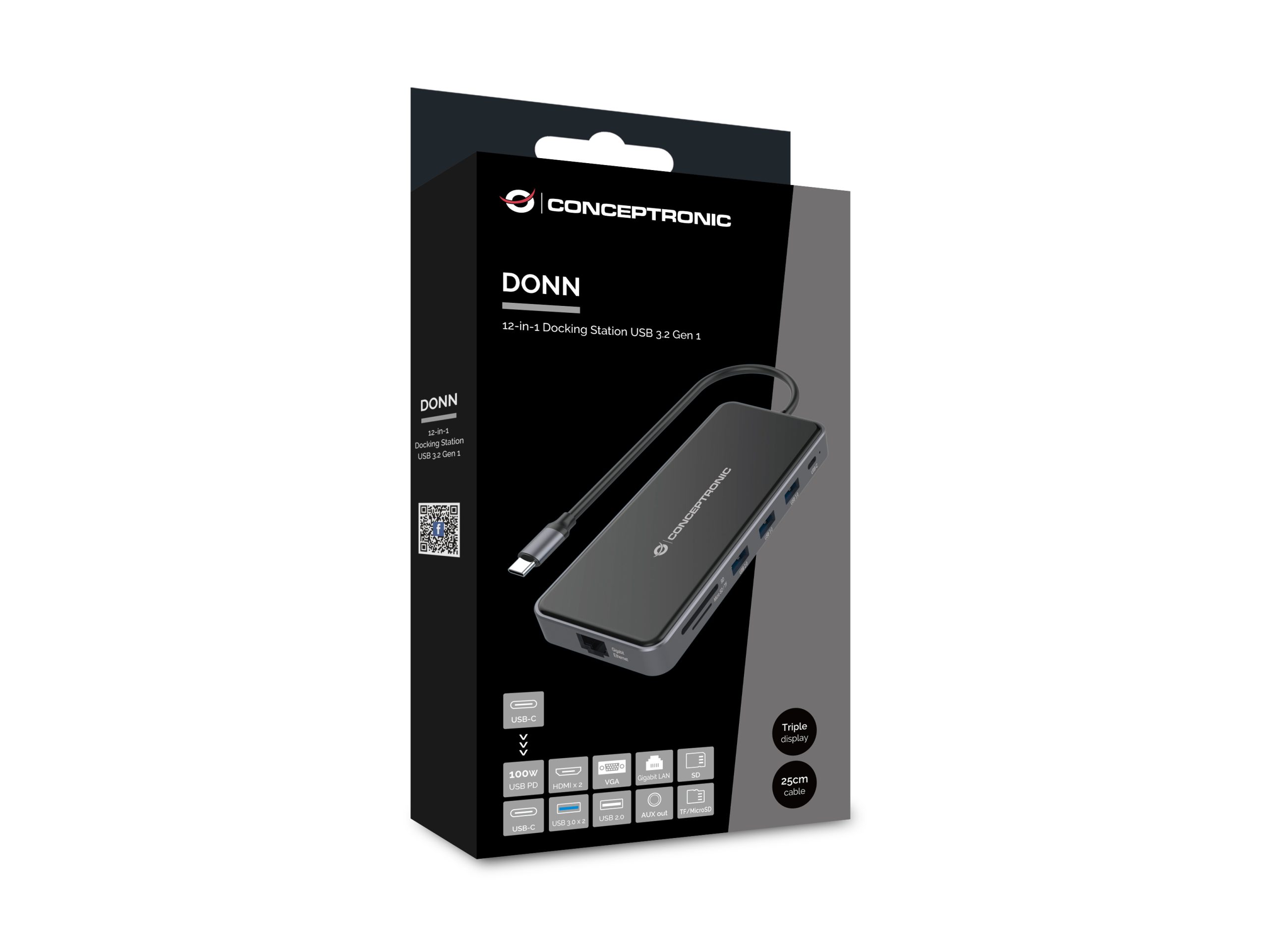 ADAPTADOR CONCEPTRONIC USB TIPO C A GIGABIT ETHERNET RJ45/ HDMI/ VGA/ CON HUB USB 3 PUERTOS/ USB TIPO C/ LECTOR DE TARJETAS