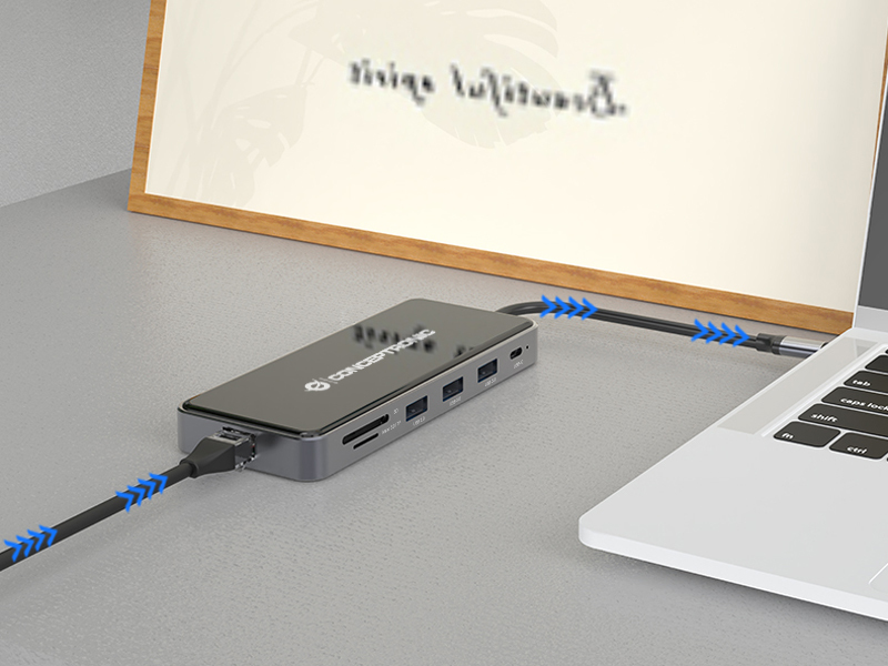 ADAPTADOR CONCEPTRONIC USB TIPO C A GIGABIT ETHERNET RJ45/ HDMI/ VGA/ CON HUB USB 3 PUERTOS/ USB TIPO C/ LECTOR DE TARJETAS