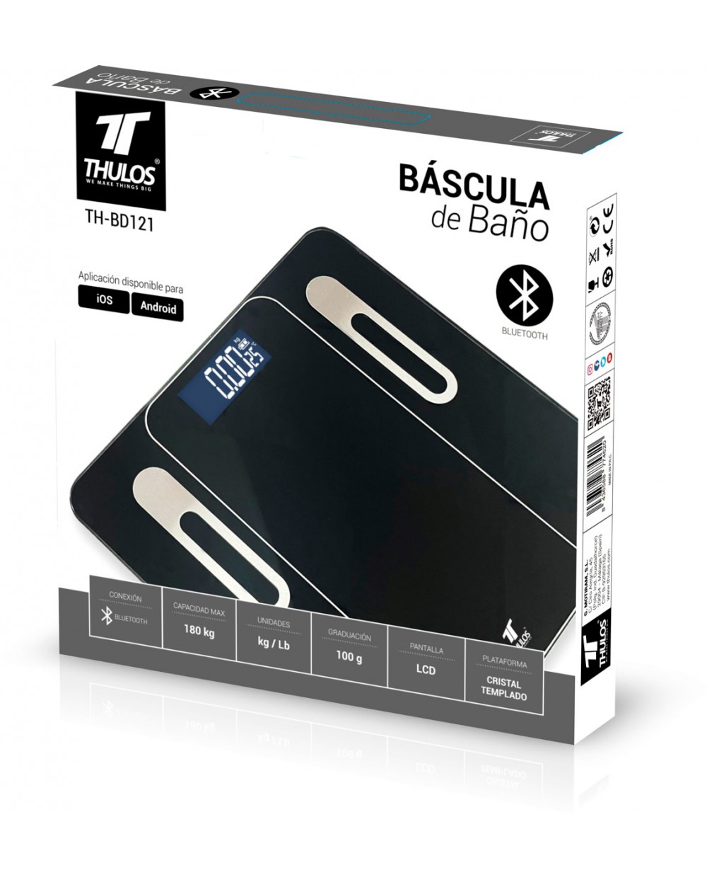 BASCULA DE BAÑO THULOS TH-BD121 CARGA MAXIMA 180KG / APP PARA IOS Y ANDROID