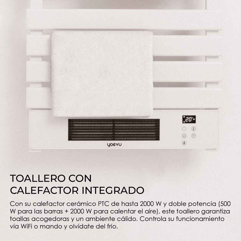 YOEVU - Radiador toallero eléctrico con calefactor 500/1500W Blanco