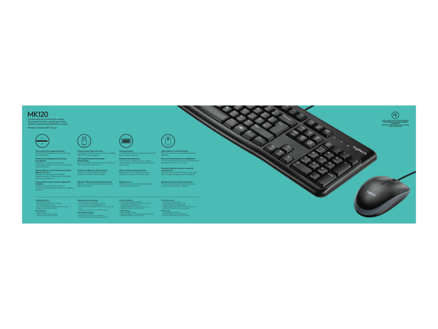 TECLADO + MOUSE LOGITECH MK120 OPTICO USB 2.0 NEGRO PORTUGUES