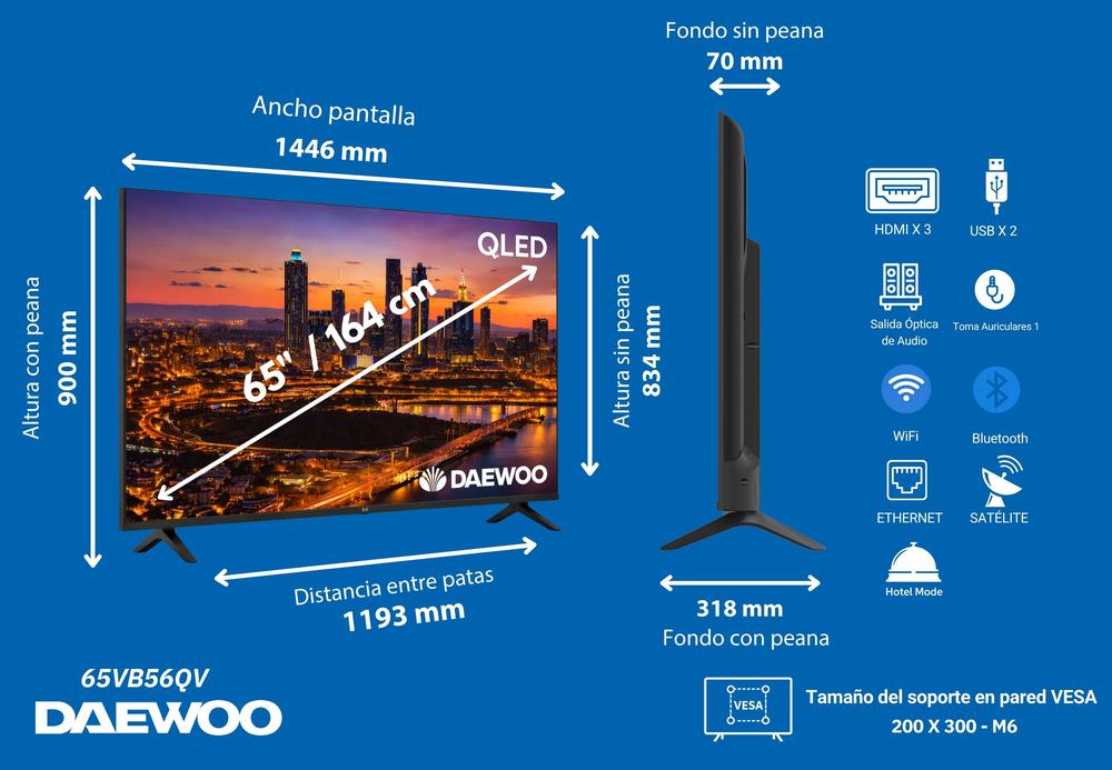 TV DAEWOO 65" QLED 4K UHD / 65VB56QV / SMART TV