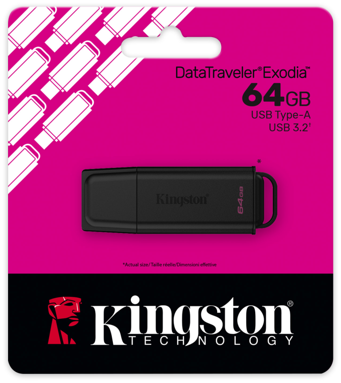 Kingston Technology DataTraveler 64GB Portátil USB 3.2 Gen 1 Exodia Negro