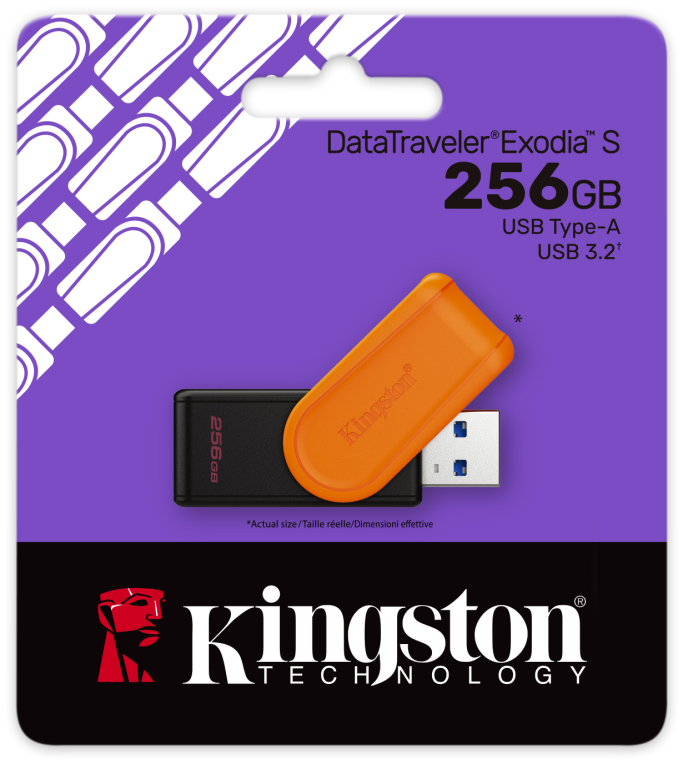 Kingston Technology DataTraveler 256GB Portable USB 3.2 Gen 1 Exodia S (Black/Orange)