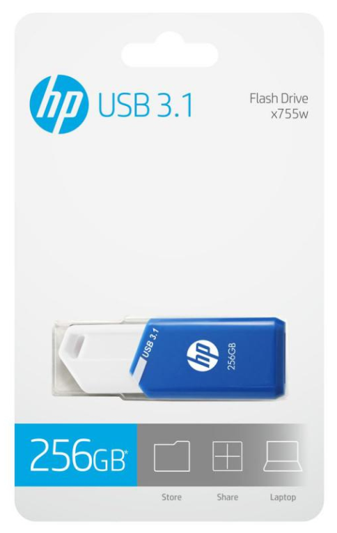 HP x755w unidad flash USB 256 GB USB tipo A 3.2 Gen 1 (3.1 Gen 1) Azul, Blanco