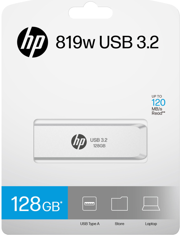 HP HPFD819W-A-128 unidad flash USB 128 GB USB tipo A 3.2 Gen 2 (3.1 Gen 2) Plata
