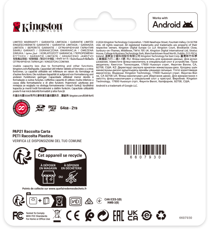 Kingston Technology 64GB microSDXC Canvas Select Plus Gen3 100MB/s A1 (Incluye adaptador de SD)