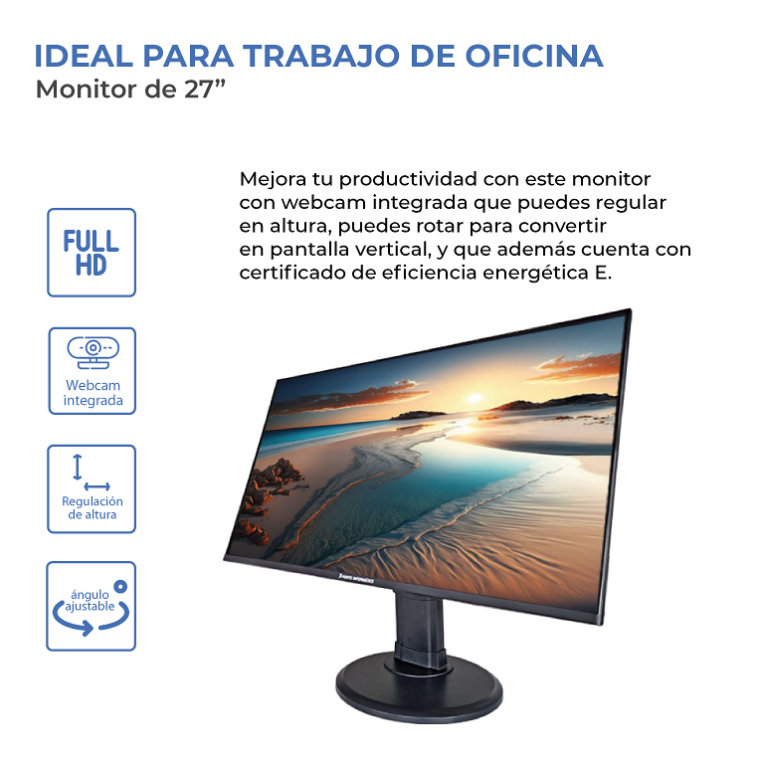 PUNTO INFORMÁTICO PiP2700V pantalla para PC 68,6 cm (27") 1920 x 1080 Pixeles Full HD LED Negro