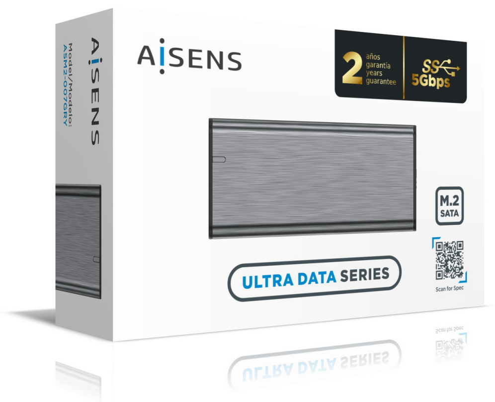 AISENS Caja Externa M.2 (NGFF) ASM2-007GRY SATA A USB3.1 Gen1, Gris