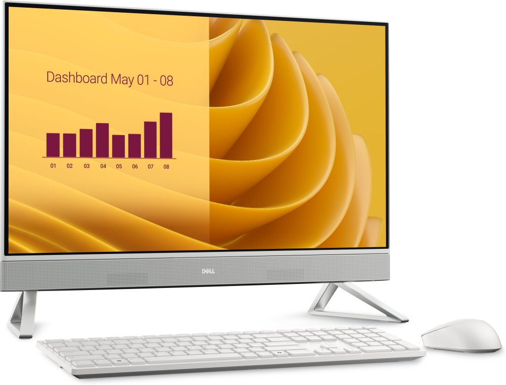 DELL EC27250 Intel Core 5 120U 68,6 cm (27") 1920 x 1080 Pixeles PC todo en uno 16 GB DDR5-SDRAM 512 GB SSD Windows 11 Pro Wi-Fi 6E (802.11ax) Blanco
