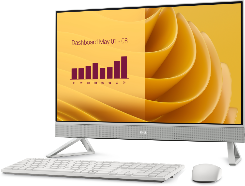 DELL EC27250 Intel Core 5 120U 68,6 cm (27") 1920 x 1080 Pixeles PC todo en uno 16 GB DDR5-SDRAM 512 GB SSD Windows 11 Pro Wi-Fi 6E (802.11ax) Blanco