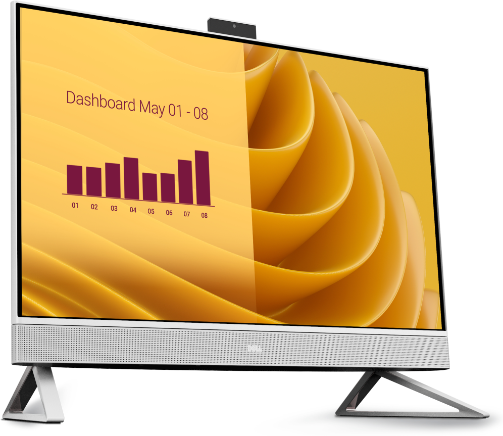 DELL EC27250 Intel Core 5 120U 68,6 cm (27") 1920 x 1080 Pixeles PC todo en uno 16 GB DDR5-SDRAM 512 GB SSD Windows 11 Pro Wi-Fi 6E (802.11ax) Blanco
