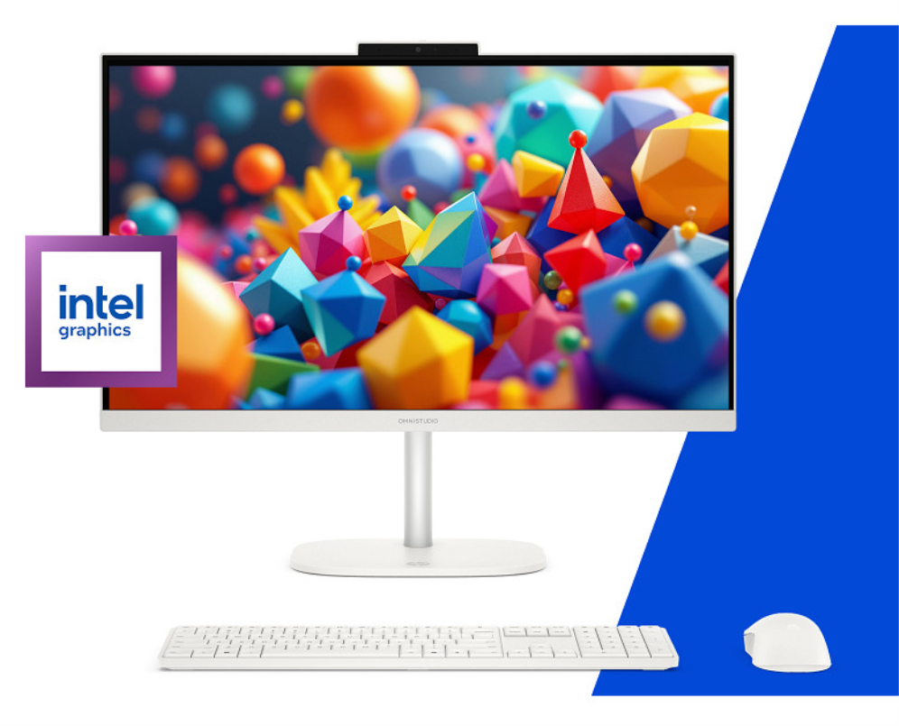 HP OmniStudio All-in-One Desktop 24-cu0044ns PC Intel Core 5 120U 60,5 cm (23.8") 1920 x 1080 Pixeles 16 GB DDR5-SDRAM 512 GB SSD FreeDOS Wi-Fi 7 (802.11be) Blanco
