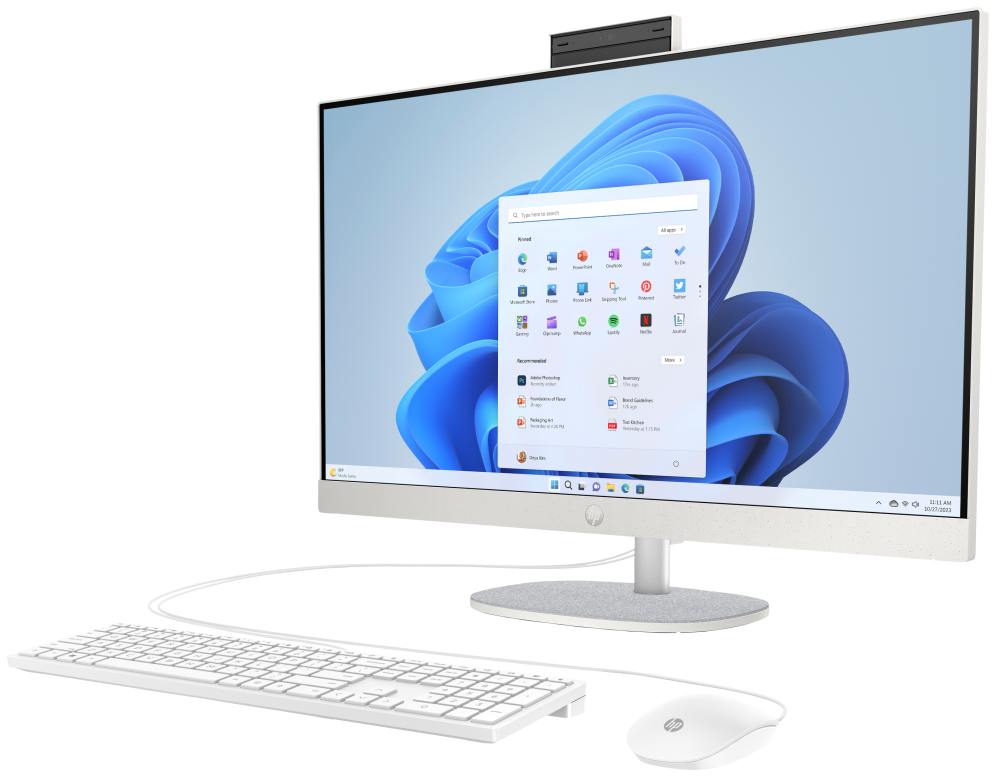HP 27 inch All-in-One 27-cr0130ns PC Intel® Core™ i5 i5-1335U 68,6 cm (27") 1920 x 1080 Pixeles 8 GB DDR4-SDRAM 512 GB SSD FreeDOS Wi-Fi 6 (802.11ax) Blanco