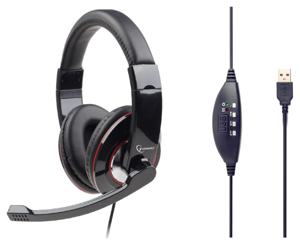 Gembird MHS-U-001 auricular y casco Auriculares Alámbrico Diadema Llamadas/Música Negro